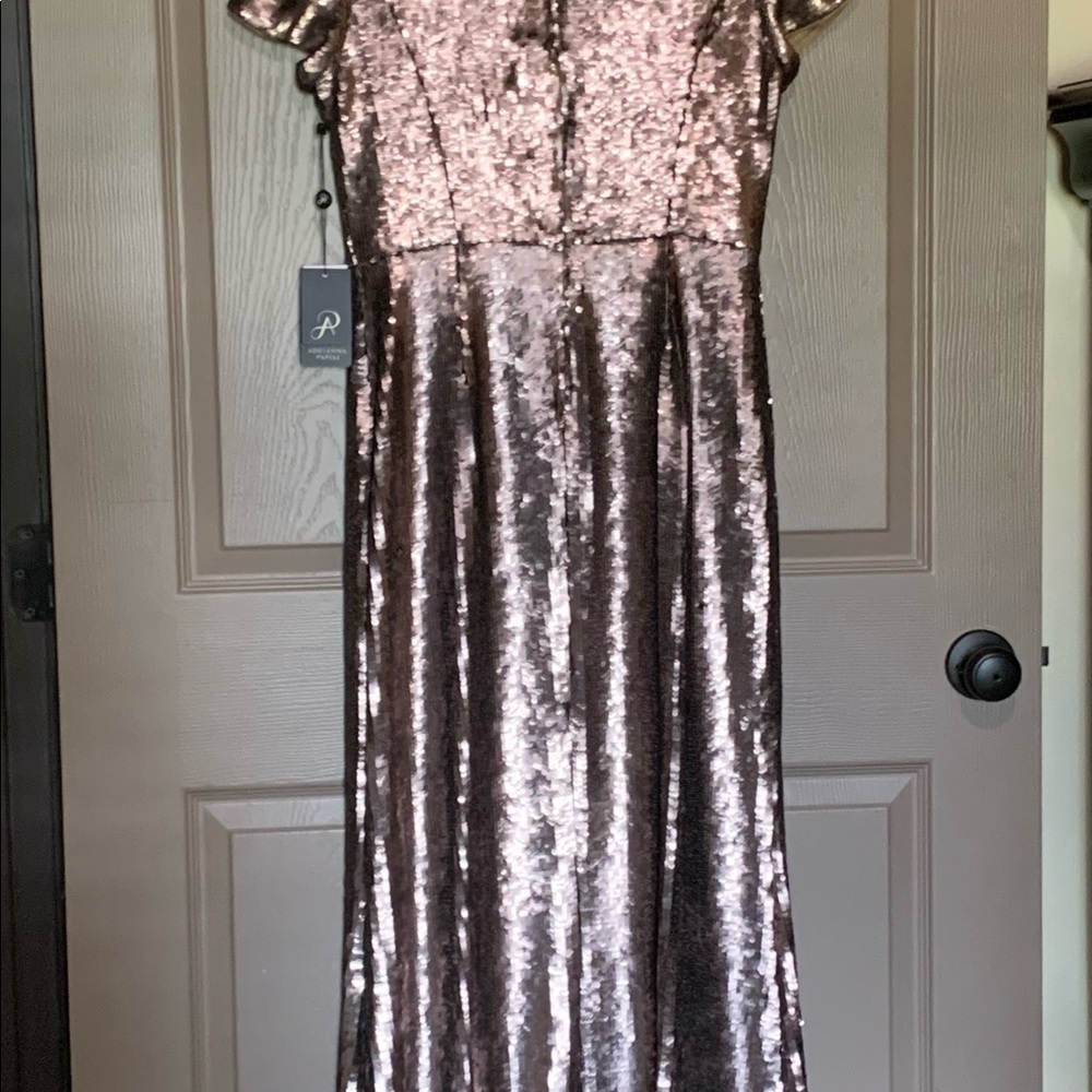 Adrianna Papell Dark Mink Sequin Mermaid Gown, Size 10